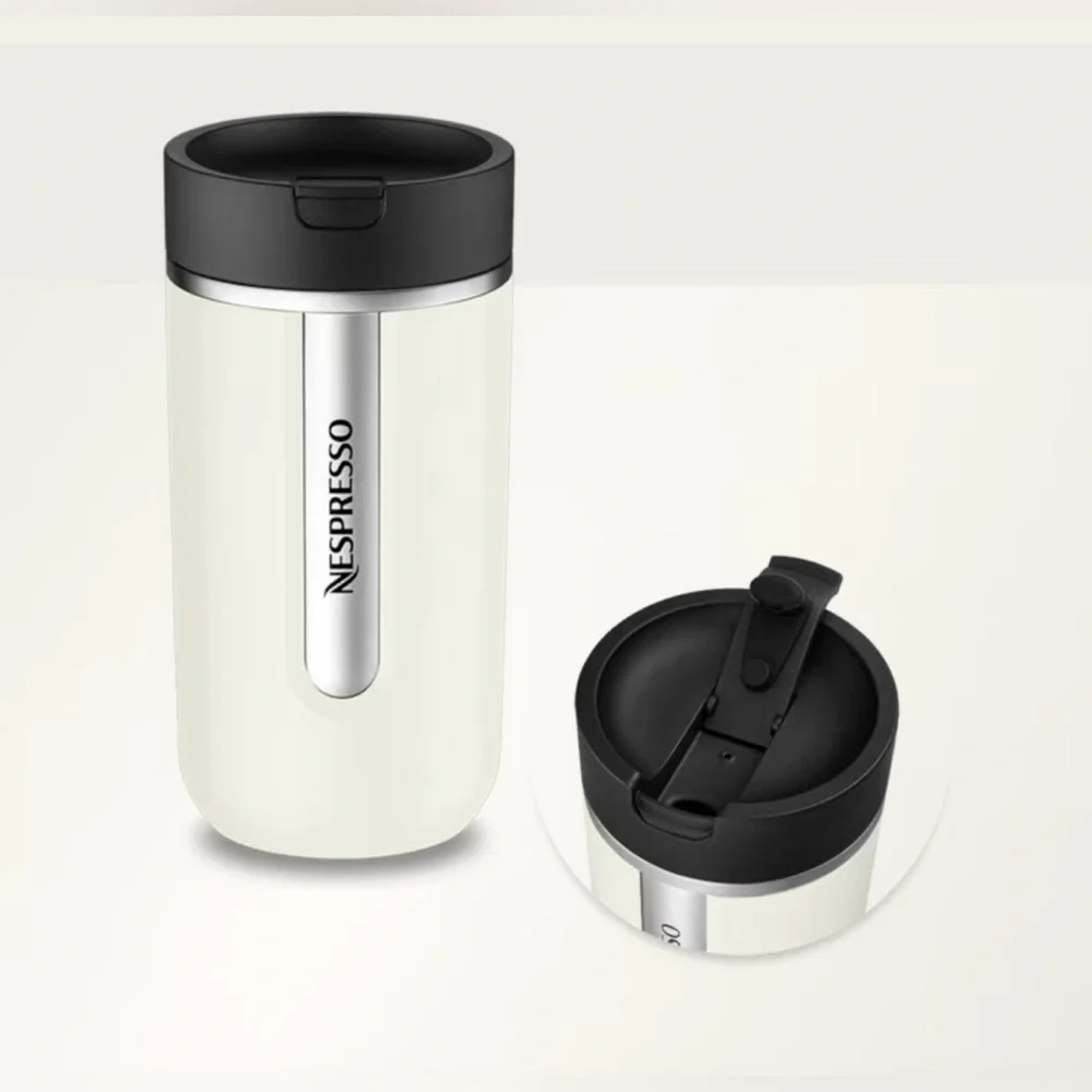 Nespresso Cream and Black Travel Mug RARE TO FIND